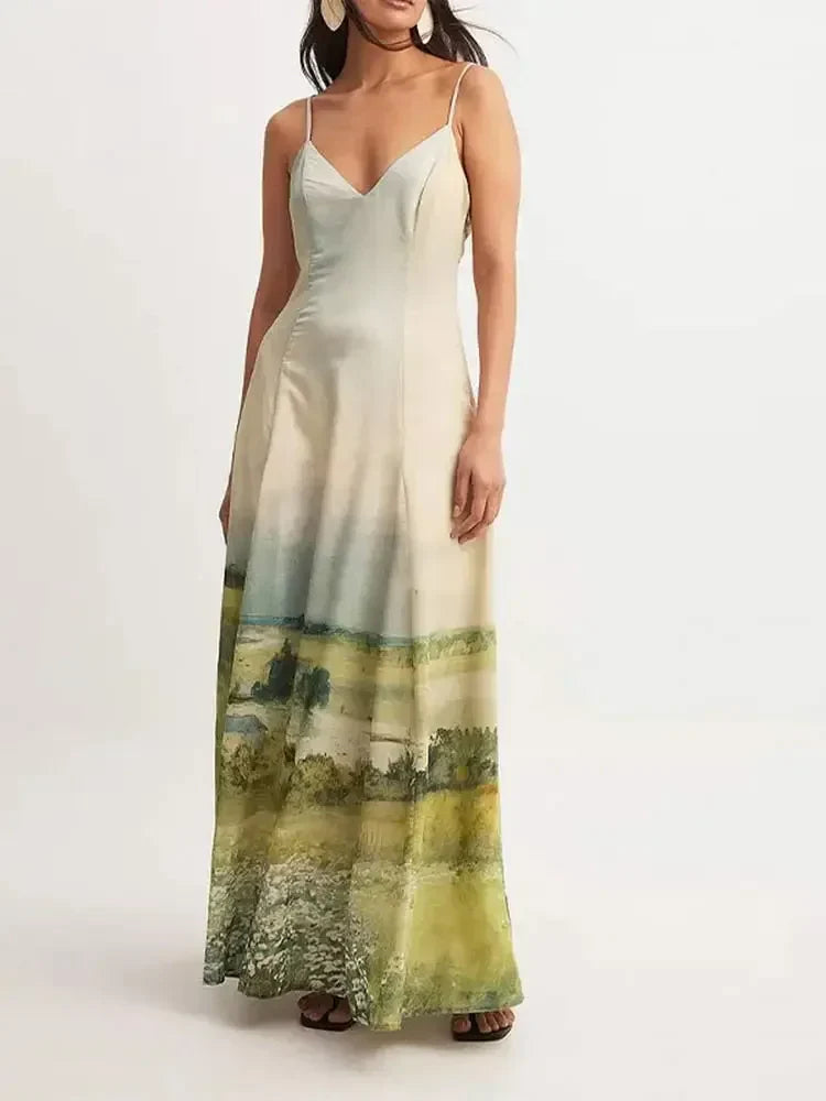 Helene ™ vestido con estampado de paisaje