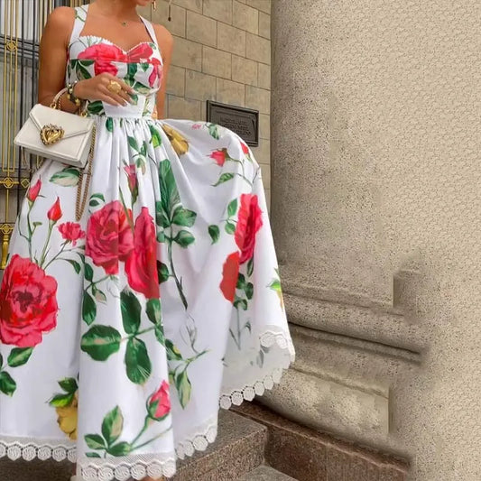 Sana ™ vestido floral retro